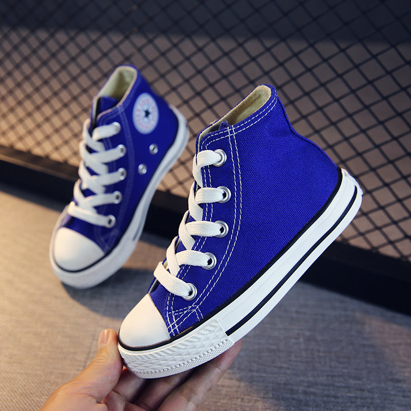 OPOEE Children's Shoes 2025 Spring Men's and Women's Fashion Lace-up High-Top Canvas Shoes Baby Casual Board Shoes C8008