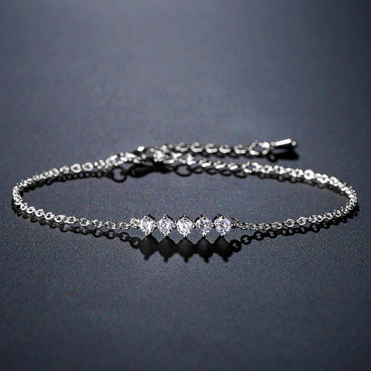 RAKOL Korean fashion simple round zircon bracelet versatile stacked girl hand ornament anklet factory direct sales
