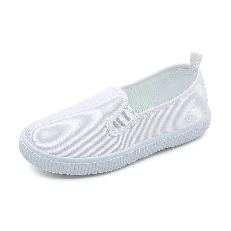 Children's Shoes Children's Little White Shoes Dance Shoes Boys Girls Velcro Students White Cloth Shoes Kindergarten Indoor Shoes Wholesale