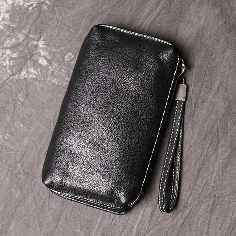 Luo Jia factory new men's leather clutch bag women's soft leather long wallet fashion simple cowhide mobile phone bag