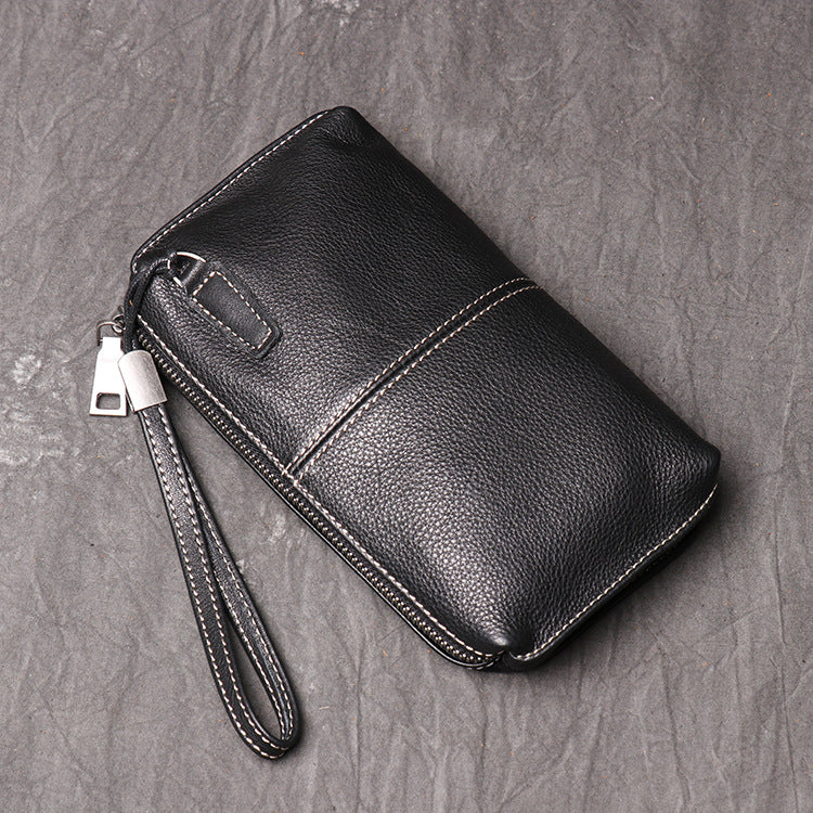 Luo Jia factory new men's leather clutch bag women's soft leather long wallet fashion simple cowhide mobile phone bag