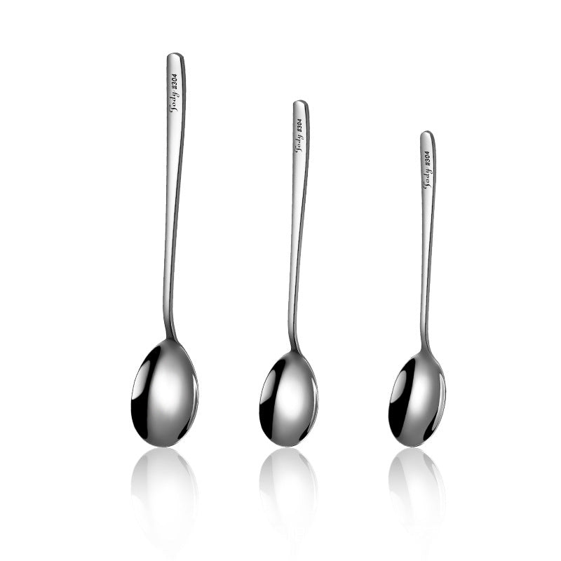 Korean style spoon 304 stainless steel spoon thickened stirring ice spoon coffee spoon household meal spoon factory wholesale