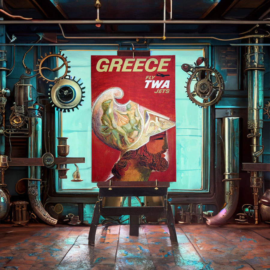 Travel Greece via TWA Remastered Poster Print