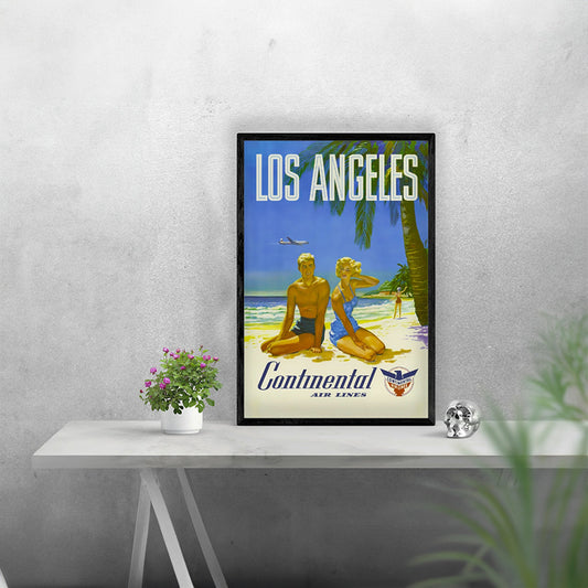 Travel Los Angeles via Continental Airlines Remastered Poster Print