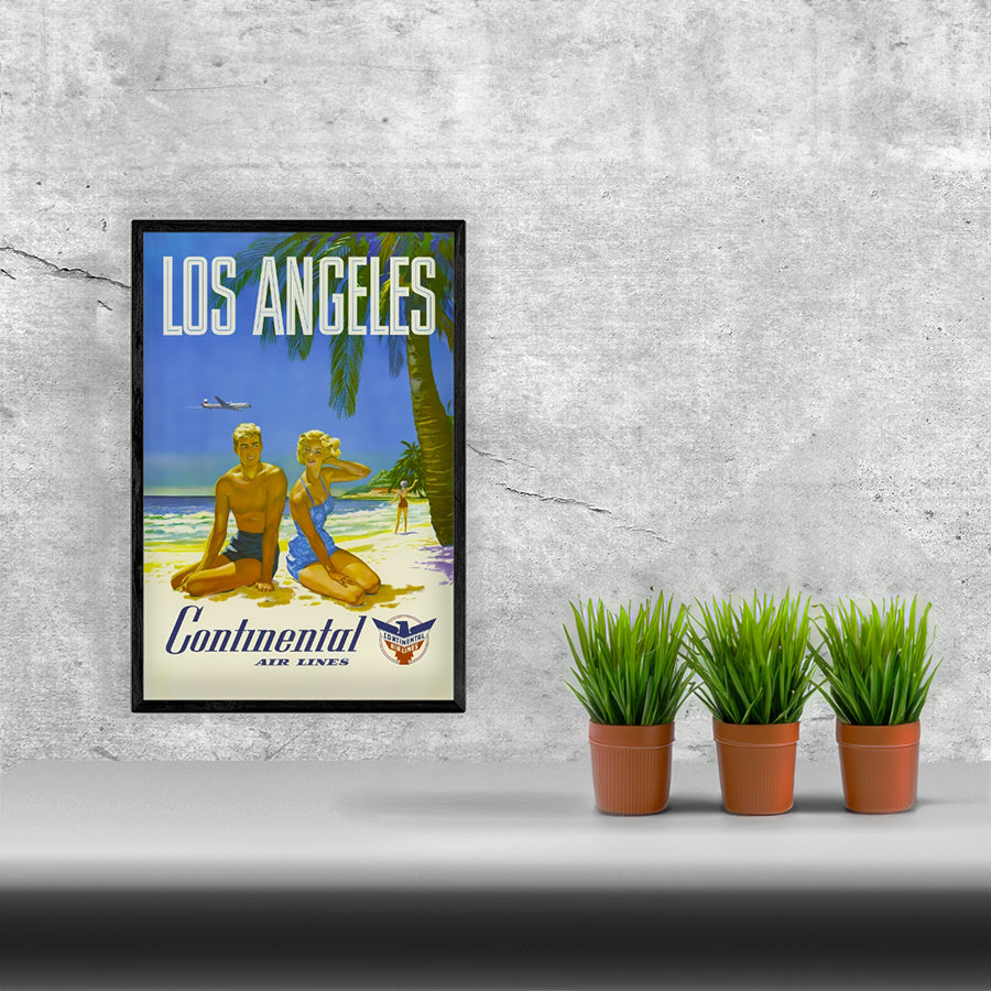 Travel Los Angeles via Continental Airlines Remastered Poster Print