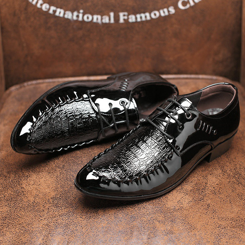 2025 New Men's Casual Small Foot Leather Shoes Work Shoes Handsome Korean Version Pointed Toe Spring and Autumn Barber Men's Shoes