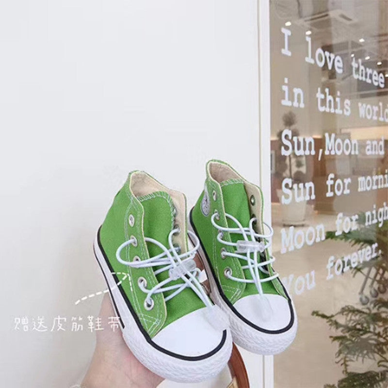 OPOEE Children's Shoes 2025 Spring Men's and Women's Fashion Lace-up High-Top Canvas Shoes Baby Casual Board Shoes C8008
