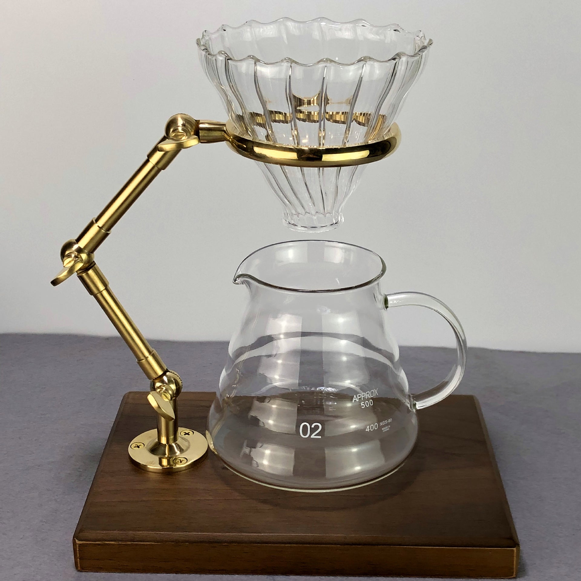 Coffee pour-over rack solid copper black walnut base filter cup pour-over set adjustable arm