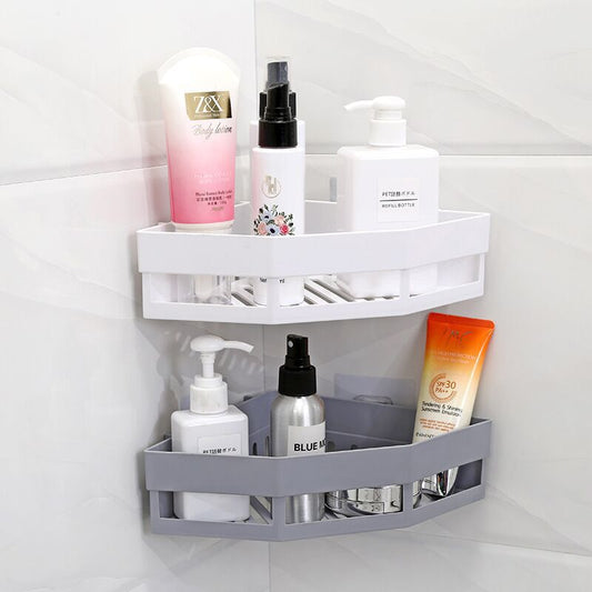 Punch-free plastic triangular shelf organizes kitchen bathroom wash rack bathroom traceless wall storage rack