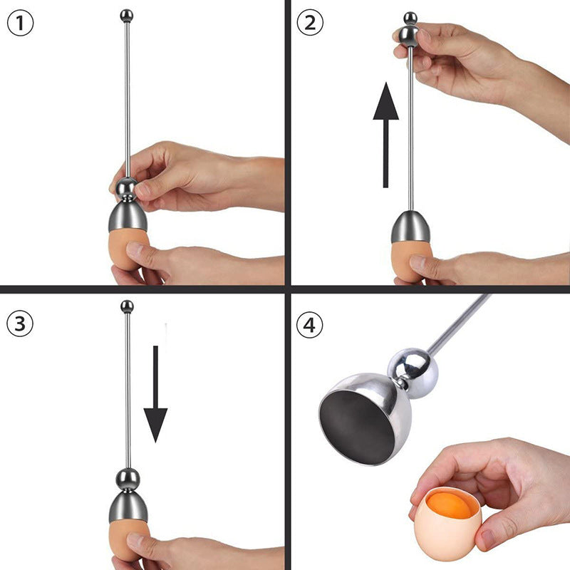 In stock French portable egg sheller stainless steel hotel egg opener Household knocking eggshell kitchen tools