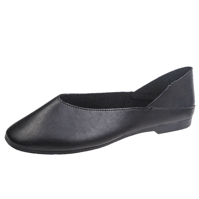 2024 spring and summer new Korean version solid color simple two-wear single shoes women's round toe flat women's shoes shallow casual foreign trade