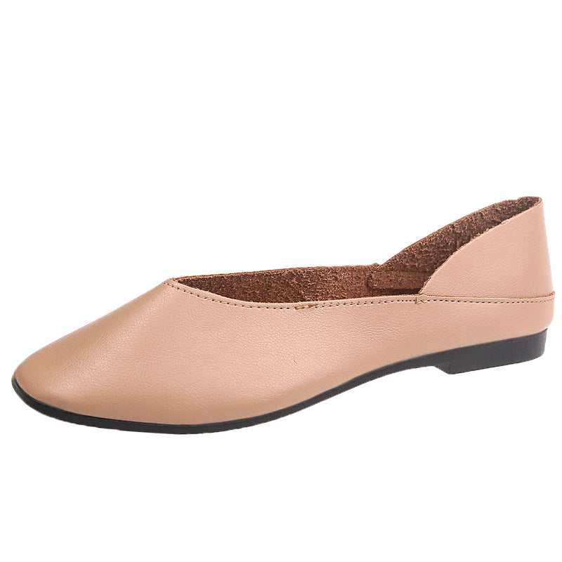 2024 spring and summer new Korean version solid color simple two-wear single shoes women's round toe flat women's shoes shallow casual foreign trade