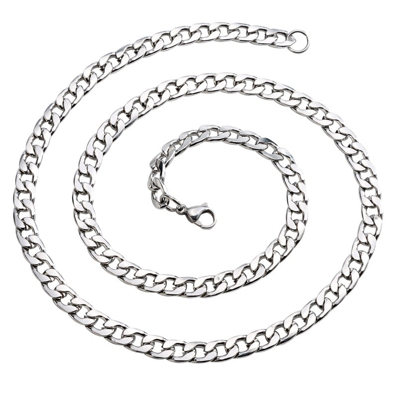 Non-fading necklace men's Cuban chain hip hop versatile stainless steel chain trendy woman NK European and American cross-border accessories