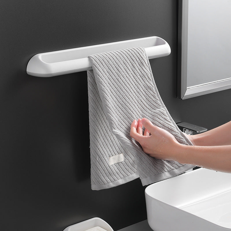 Towel rack free punch toilet bathroom suction cup hanger bath towel shelf Nordic simple creative single towel bar