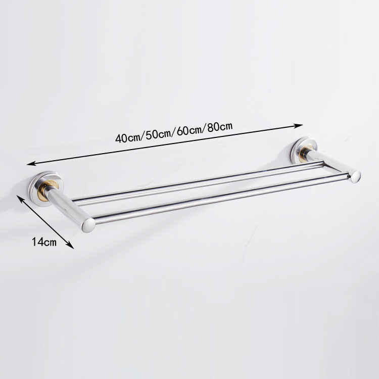 Stainless steel towel pole hotel bathroom thickened single rod double bar towel rack non-punch storage toilet bath towel rack