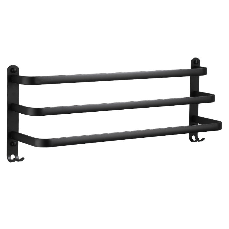 Black space aluminum towel rack, towel pole, single rod, toilet upper and lower rod hanger, towel hanger, bath towel rack