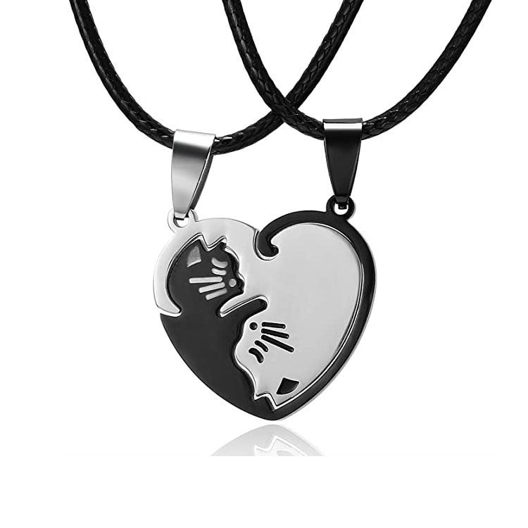 amazon new titanium steel necklace cat couple sweater chain women's chain accessories men's pendant hip hop jewelry wholesale