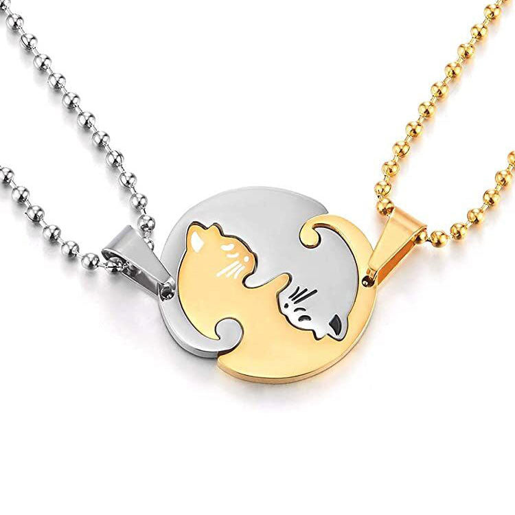amazon new titanium steel necklace cat couple sweater chain women's chain accessories men's pendant hip hop jewelry wholesale