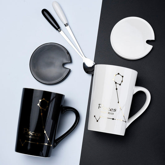 Creative Black Real Venus Constellation Cup Mug Coffee mug ceramic mug with lid spoon home office tumbler mug