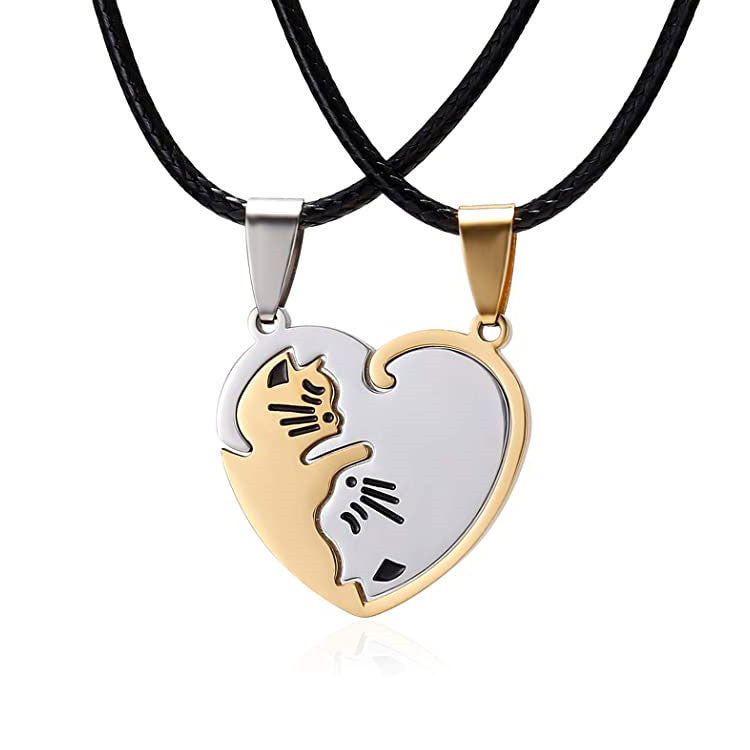 amazon new titanium steel necklace cat couple sweater chain women's chain accessories men's pendant hip hop jewelry wholesale