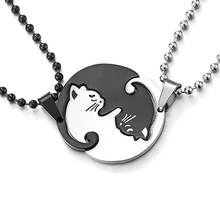 amazon new titanium steel necklace cat couple sweater chain women's chain accessories men's pendant hip hop jewelry wholesale