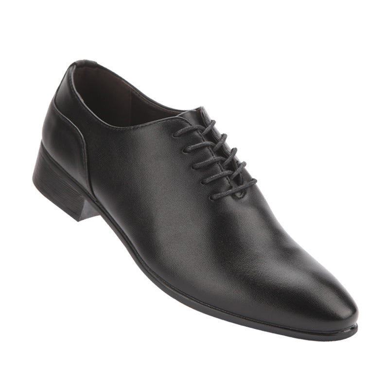 Leather shoes spring and summer korean white pointed scalp shoes lace-up men's business formal wear photo studio photography british casual shoes