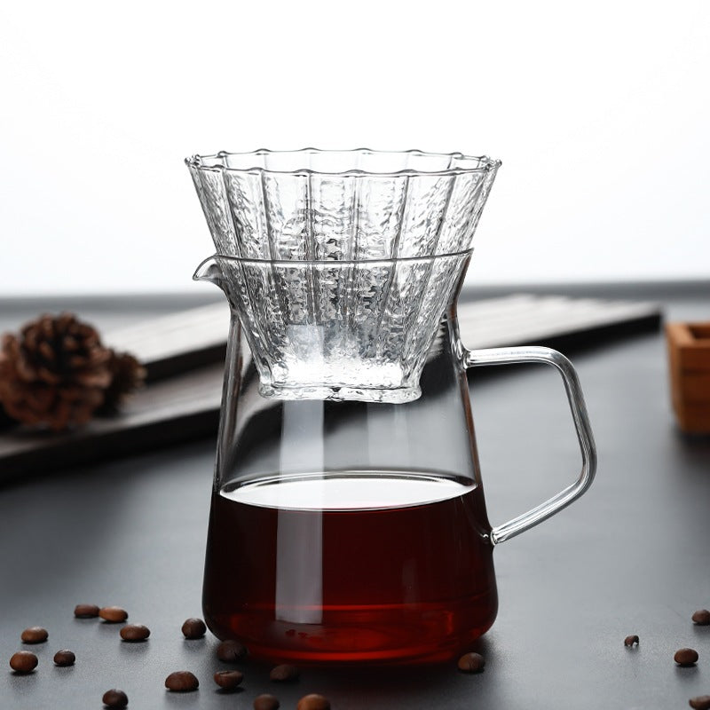 Heat-resistant glass coffee pot household sharing pot hand-blown high borosilicate glass coffee set manufacturers