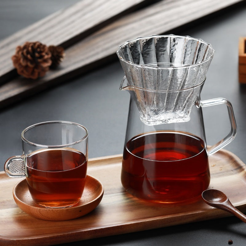 Heat-resistant glass coffee pot household sharing pot hand-blown high borosilicate glass coffee set manufacturers