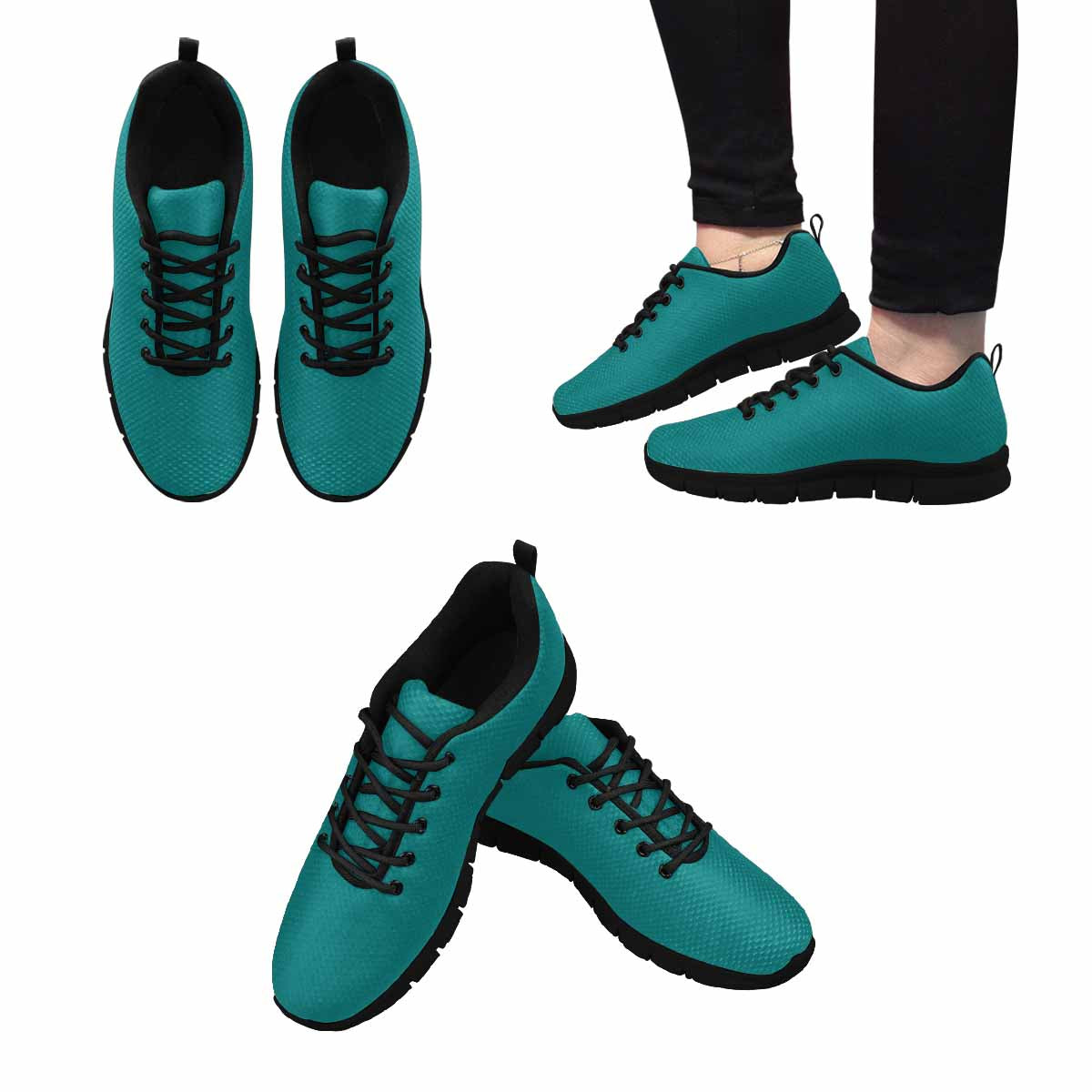 Sneakers for Men, Dark Teal Green - Canvas Mesh Athletic Running Shoes