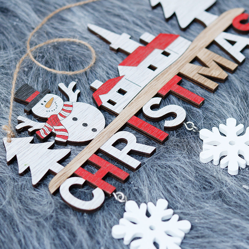 Christmas Decorations Creative Christmas Pendants Home Restaurant Christmas Wooden Crafts Door Hanging Christmas Gifts