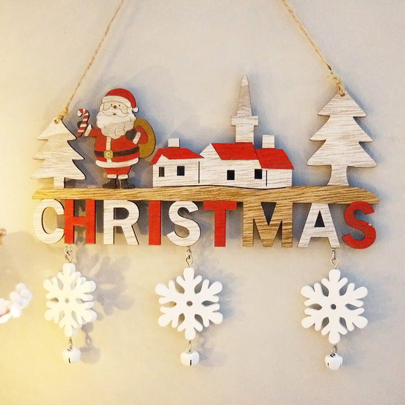Christmas Decorations Creative Christmas Pendants Home Restaurant Christmas Wooden Crafts Door Hanging Christmas Gifts