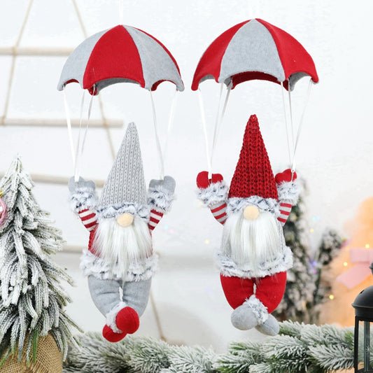 Christmas scene decorations Christmas faceless skydiving old man parachute Christmas window hanging decoration gifts