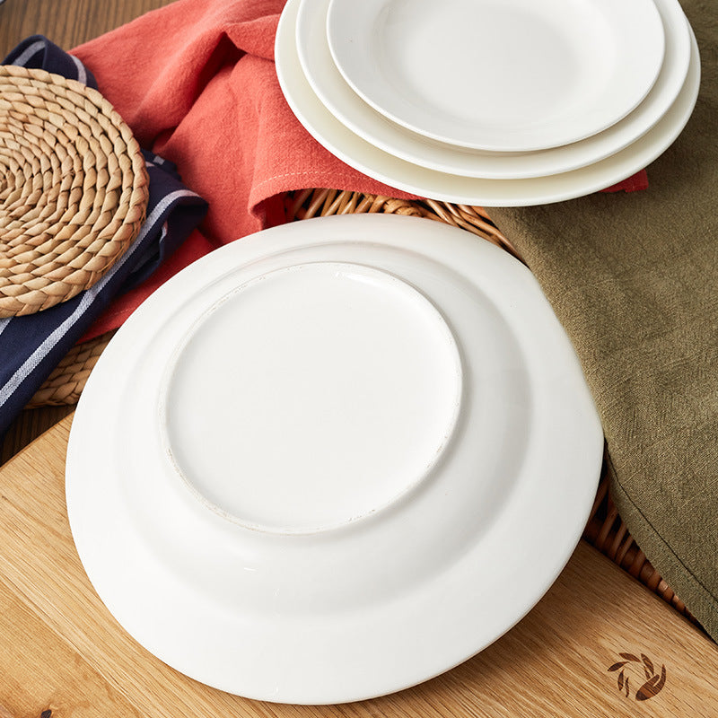 Household soup plates ceramic tableware white round depth plates Shanxi hotel supplies dishes Ceramic plates