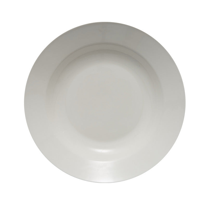 Household soup plates ceramic tableware white round depth plates Shanxi hotel supplies dishes Ceramic plates