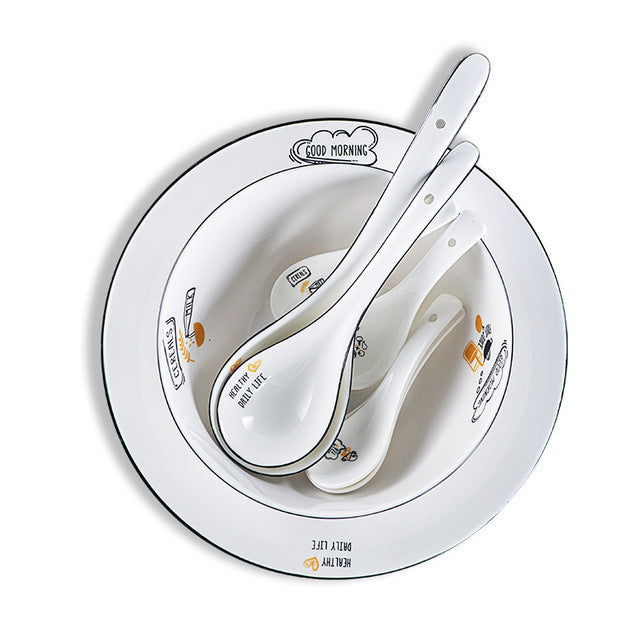 Wholesale Hotel Restaurant Daily Use Porcelain Ceramic Spoon Pure White Big Soup Spoon Rice Spoon Commercial Spoon Dinner Table Tableware