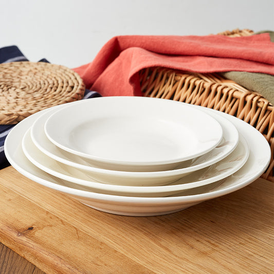 Household soup plates ceramic tableware white round depth plates Shanxi hotel supplies dishes Ceramic plates