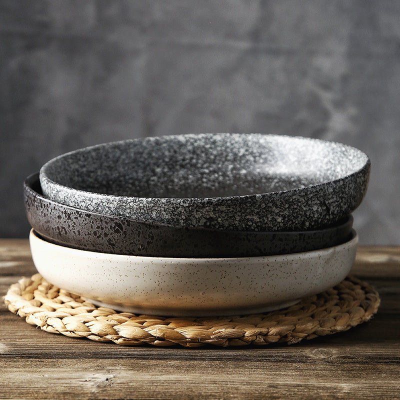 Japanese Deep Dish Restaurant Round Ceramic Plate Home 10 Inch Salad Dish Plate Kitchen Creative Tableware Soup Plate