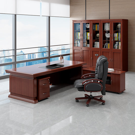 Chinese traditional office furniture: classic atmosphere, multi-functional solid wood boss desk, executive desk, desk and chair combination