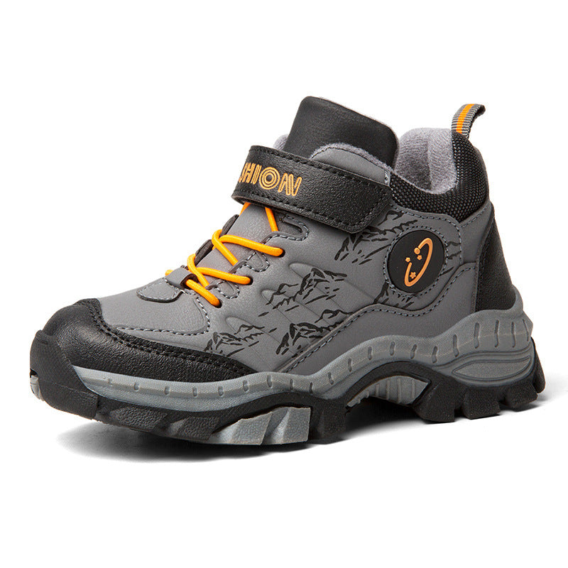 Winter boys' cotton shoes, children's Zhongbang outdoor hiking shoes, girls' big cotton snow, lightweight, non-slip and warm sneakers