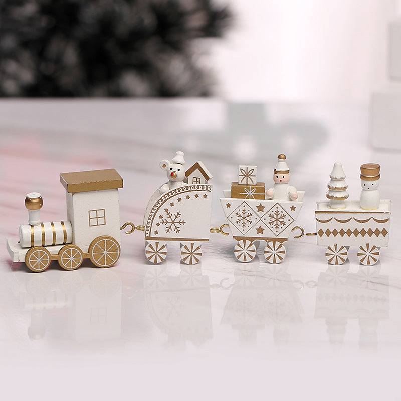 2024 Cross-border Wooden Four Festival Five Star Train Christmas Decoration Ornament Holiday Gifts
