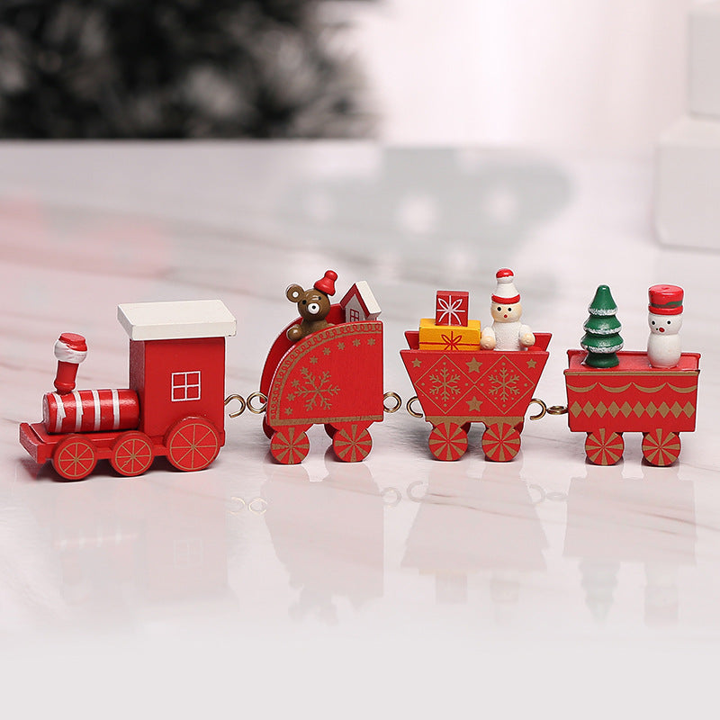 2024 Cross-border Wooden Four Festival Five Star Train Christmas Decoration Ornament Holiday Gifts