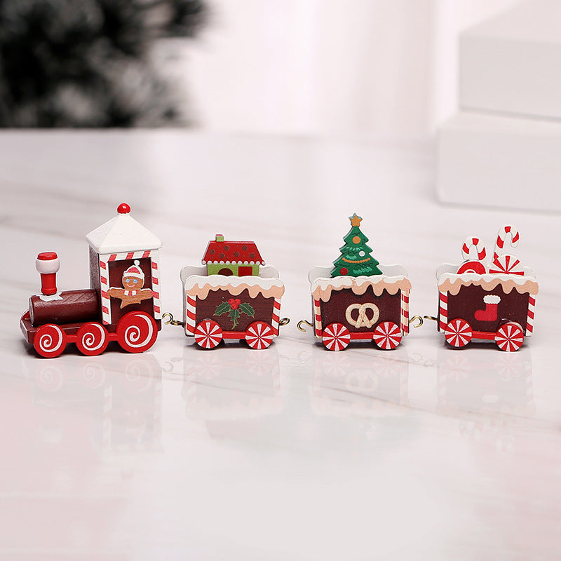 2024 Cross-border Wooden Four Festival Five Star Train Christmas Decoration Ornament Holiday Gifts