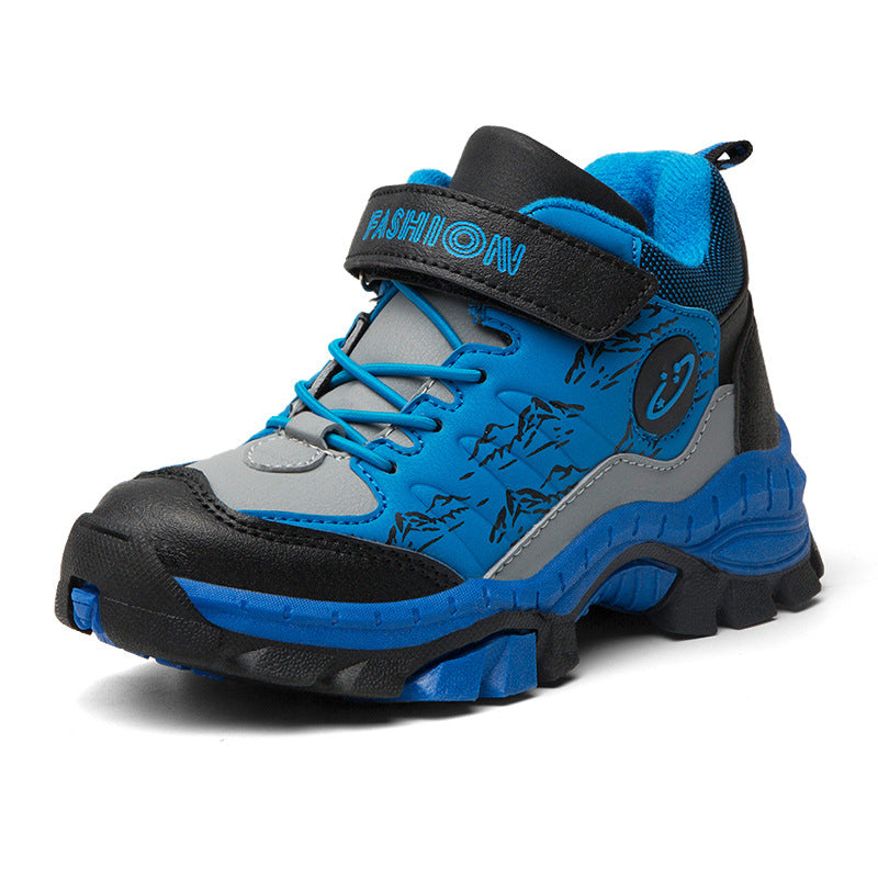 Winter boys' cotton shoes, children's Zhongbang outdoor hiking shoes, girls' big cotton snow, lightweight, non-slip and warm sneakers