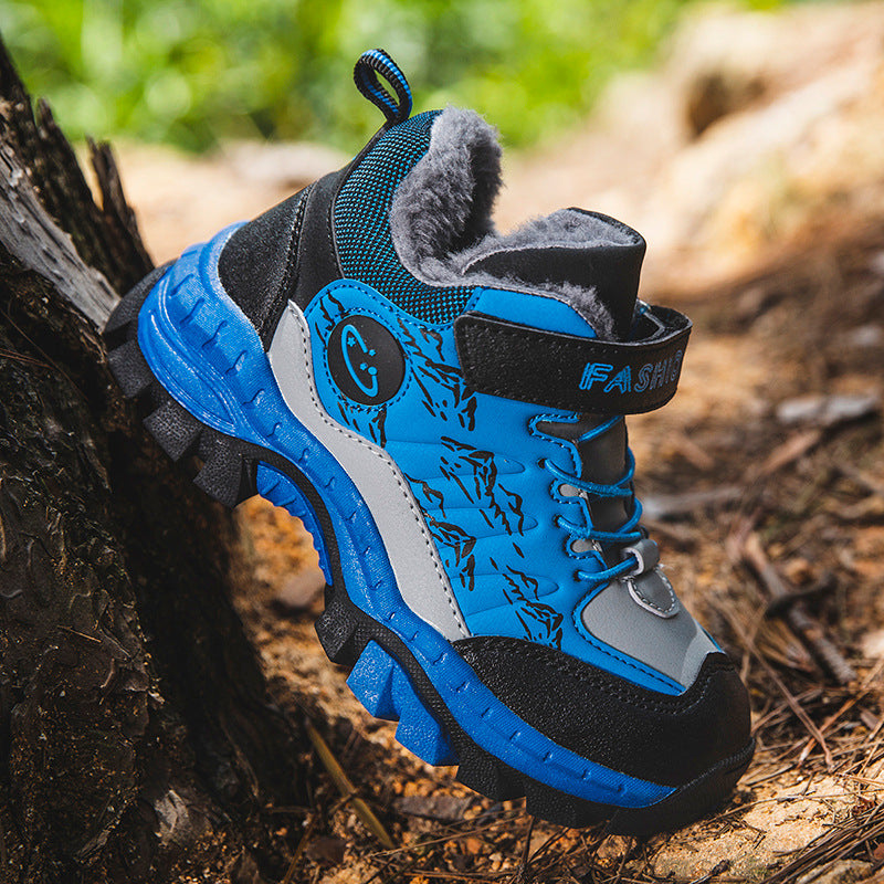Winter boys' cotton shoes, children's Zhongbang outdoor hiking shoes, girls' big cotton snow, lightweight, non-slip and warm sneakers