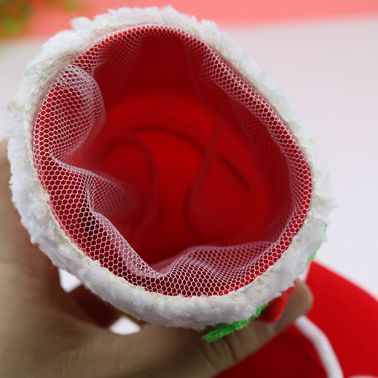 Creative Christmas Candy Boots Red Flocked Boots Pen Barrel Bag Gift Boots Christmas Event Decorations Wholesale