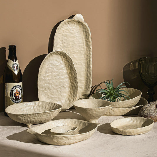 High-value hand-kneaded vegetable plates, Japanese ceramics, handmade plates, household stoneware, retro fish plates, plates, tableware, rice bowls