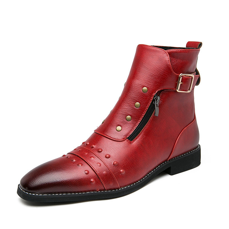 Plus Size Men's Boots Autumn New Men's Martin Boots British Style Pointed Toe Casual Single Shoes Vintage High Top Leather Boots 3057