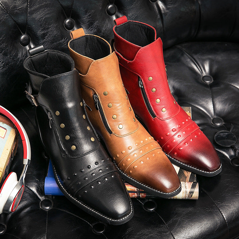 Plus Size Men's Boots Autumn New Men's Martin Boots British Style Pointed Toe Casual Single Shoes Vintage High Top Leather Boots 3057