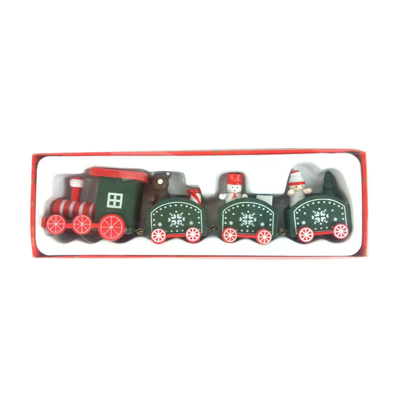 2024 Cross-border Wooden Four Festival Five Star Train Christmas Decoration Ornament Holiday Gifts