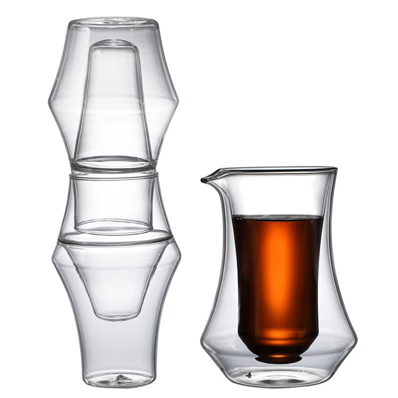 Manufacturers supply new double-layer single-mouth coffee cup sharing pot set high borosilicate heat-resistant glass cup spot